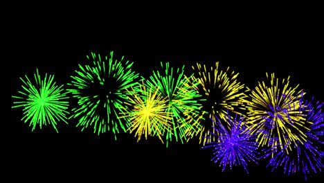 Animation-of-colourful-christmas-and-new-year-fireworks-exploding-in-night-sky