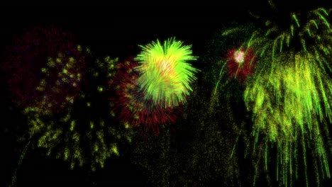 Animation-of-blank-signpost-with-colourful-christmas-and-new-year-fireworks-exploding-in-night-sky