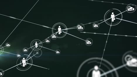 Animation-Des-Netzwerks-Von-Verbindungen-Mit-Digitalen-Personensymbolen-über-Grünem-Licht