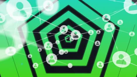 Animation-of-network-of-connections-with-digital-people-icons-over-green-hexagons