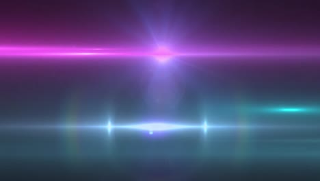 Animation-of-pink-spotlight-with-lens-flare-and-light-beams-moving-over-dark-background