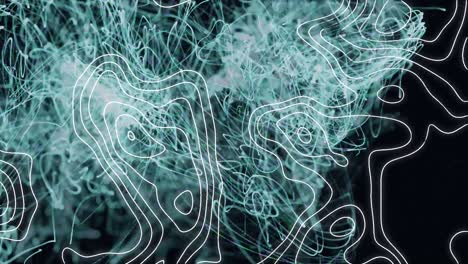 Animation-of-network-of-white-map-lines-over-green-smoke-trails