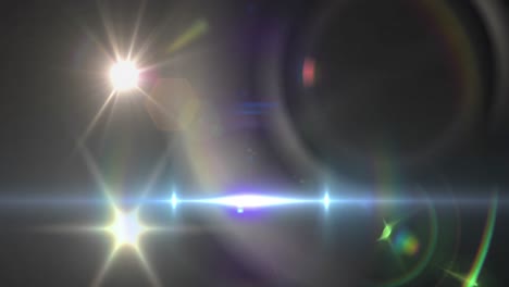 Animation-of-spotlight-with-lens-flare-and-light-beam-moving-over-dark-background