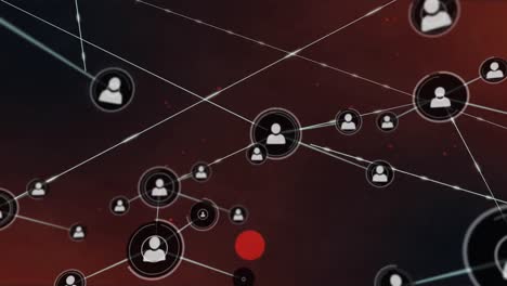 Animation-of-network-of-connections-with-digital-people-icons-over-red-specks