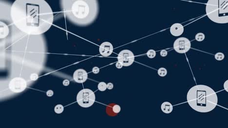 Animation-Eines-Netzwerks-Von-Verbindungen-Mit-Digitalen-Symbolen-über-Roten-Punkten