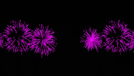 Animation-Von-Farbenfrohen-Weihnachts--Und-Neujahrsfeuerwerken,-Die-Auf-Schwarzem-Hintergrund-Explodieren