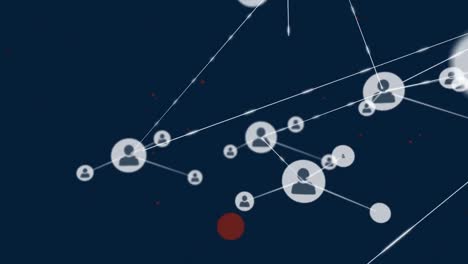 Animation-Des-Netzwerks-Von-Verbindungen-Mit-Digitalen-Personensymbolen-Auf-Blauem-Hintergrund