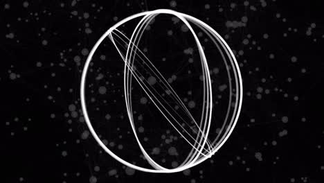 Animation-Von-Weißen-Kreisen,-Die-Sich-über-Netzwerke-Von-Verbindungen-Mit-Leuchtenden-Punkten-Drehen