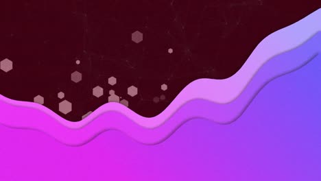Animation-Eines-Netzwerks-Aus-Leuchtenden-Sechsecken-Und-Violetter-Welle-Auf-Braunem-Hintergrund