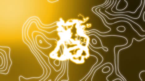 Animation-Weißer-Konturlinien-über-Leuchtend-Gelben-Elektrischen-Strömen-Auf-Gelbem-Hintergrund