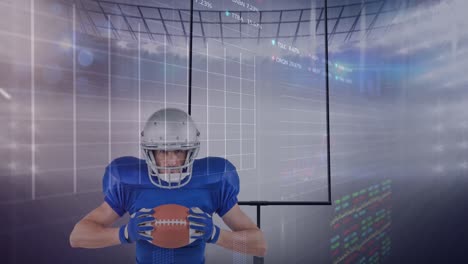 Animation-Von-Grafiken-Und-Datenverarbeitung-über-American-Football-Spieler-Im-Sportstadion