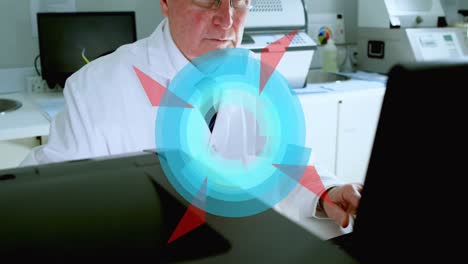 Animation-of-scope-scanning-over-male-scientist-using-computer