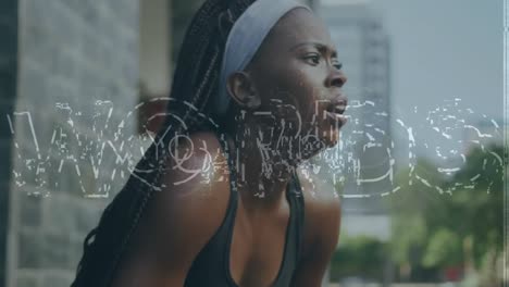 Animation-Von-„Du-Gewinnst“-Text-über-Eine-Afroamerikanische-Läuferin