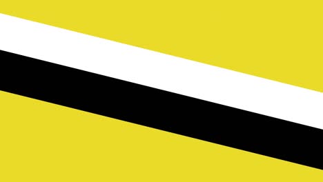Animation-Der-Flagge-Bruneis-Mit-Weißen-Und-Schwarzen-Diagonalstreifen-Auf-Gelbem-Hintergrund