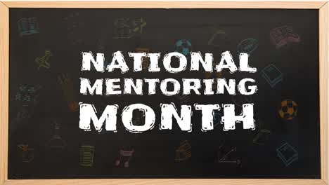 Animation-of-national-mentoring-month-text-over-board