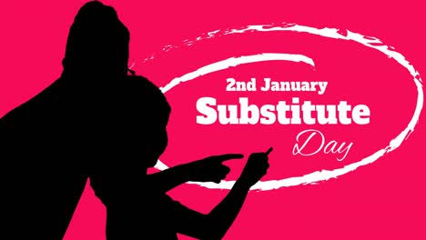 Animation-of-happy-substitude-day-text-over-children