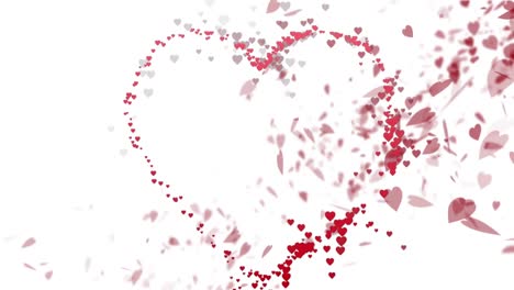 Animation-Rosafarbener-Herzen,-Die-Sich-Auf-Weißem-Hintergrund-Bewegen