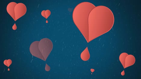 Animation-Rosafarbener-Herzen,-Die-Sich-Auf-Blauem-Hintergrund-Bewegen