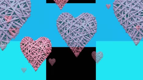 Animation-of-pink-hearts-moving-over-blue-and-black-background