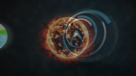 Animation-Von-Sonnensystemen,-Planeten-Und-Dem-Weltraum-über-Tickenden-Uhren
