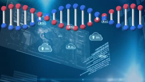Animation-Digitaler-Wolken-Und-Datenverarbeitung-über-DNA-Strangspinnen