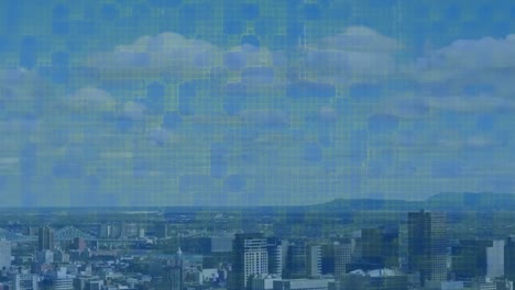 Animation-Von-Mesh-Mit-Datenverarbeitung-über-Dem-Stadtbild