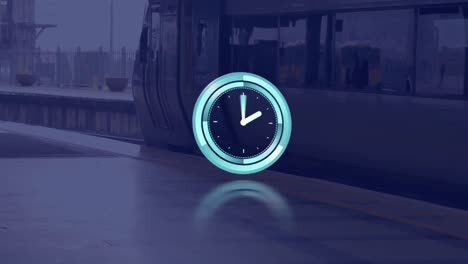 Animation-of-clock-moving-fast-over-train