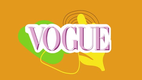 Animation-of-vogue,-style,-ootd-texts-over-abstract-shapes-on-orange-background