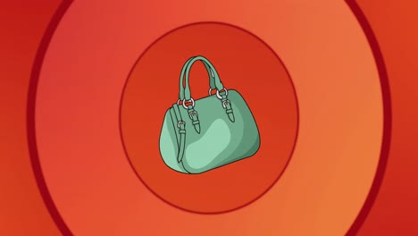 Animation-of-blue-handbag-over-orange-and-red-circles