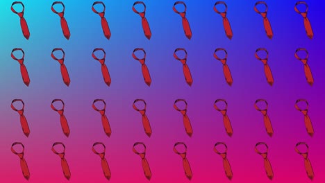 Animation-of-red-neckties-repeated-on-blue-and-pink-background