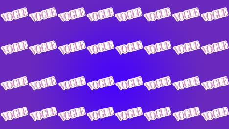 Animation-of-vogue-text-in-lilac-on-white,-repeated-and-moving-on-purple-background