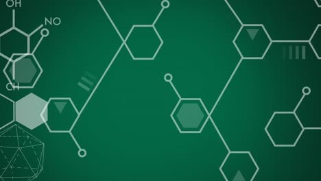 Animation-of-chemical-structures-and-shapes-on-green-background