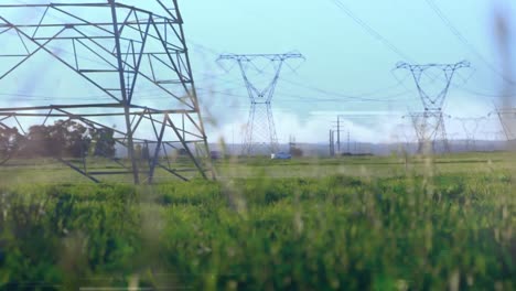 Animation-of-glowing-spots-moving-over-electricity-pylons