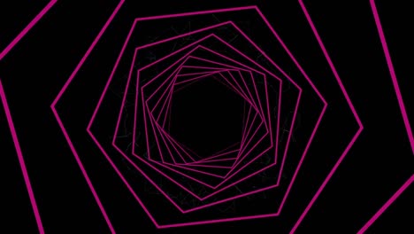 Animation-of-neon-hexagons-over-black-background