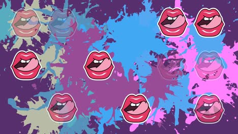 Animation-of-falling-mouths-over-colorful-blots