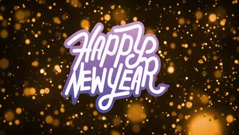 Animation-of-happy-new-year-text-over-glowing-spots-and-black-background