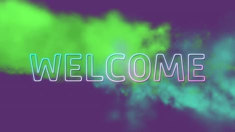 Animation-of-welcome-text-over-smoke-trails