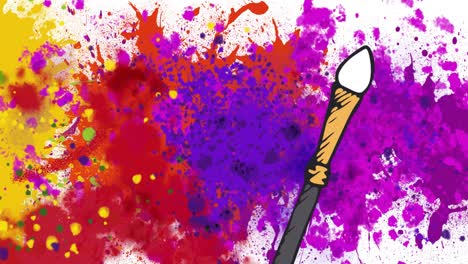 Animation-of-brush-icon-over-colourful-stains