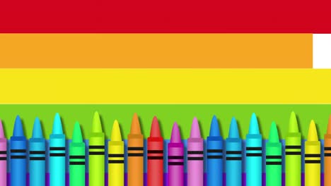 Animation-of-colourful-pencils-on-rainbow-background