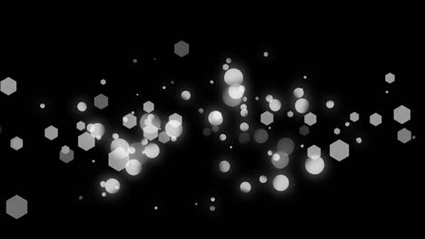 Animation-of-glowing-white-geometrical-shapes-over-black-background