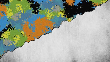 Animation-of-colorful-stains-over-black-and-grey-background