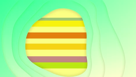 Animation-of-green-and-multi-coloured-stripes-moving-on-yellow-background