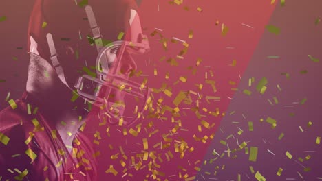 Animation-of-confetti-over-american-football-player