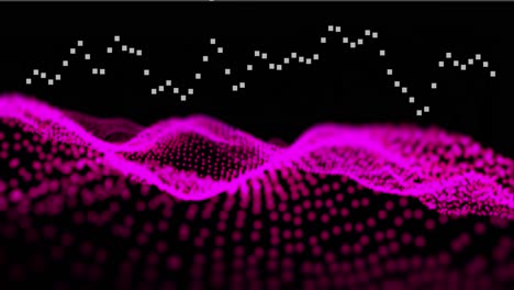Animation-of-graph-over-black-background-with-pink-glitter