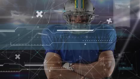 Animation-of-diverse-data-over-american-football-player