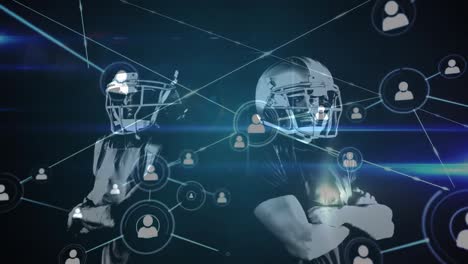 Animation-of-american-football-players-over-data-processing-and-network-of-connections