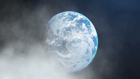 Animation-Von-Rauchwolken-über-Dem-Globus-Auf-Blauem-Hintergrund