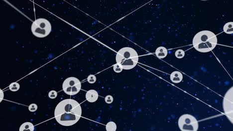 Animation-of-network-of-connections-of-user-icons-on-dark-blue-background
