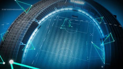 Animation-of-triangles-and-data-over-sport-stadium