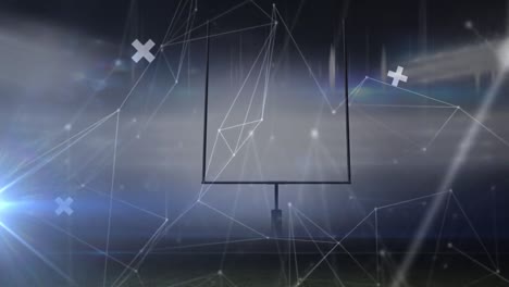 Animation-Von-Sternbildern-Und-Digitalen-Formen-über-Der-American-Football-Basis